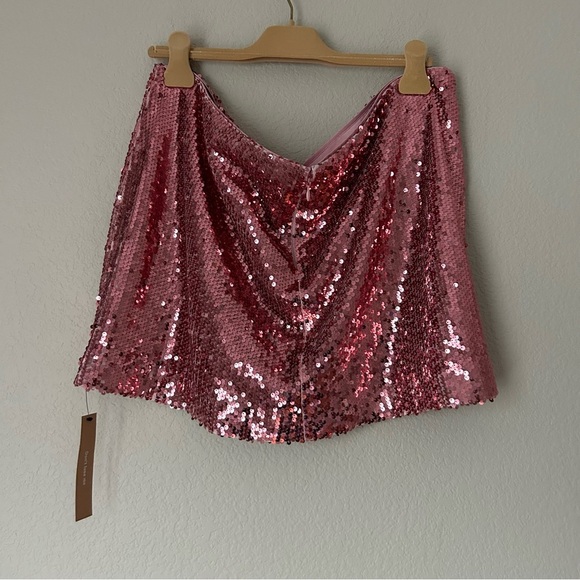 NWT Reformation x Camille Rowe Saviolla Skirt Es in Pink Sequin - Picture 7 of 7